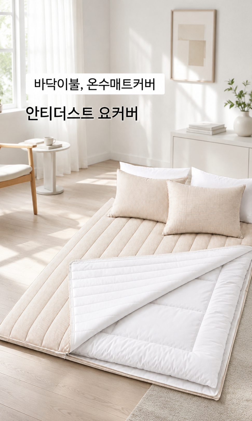 알러지케어 요커버 누빔 토퍼커버 온수매트커버 바닥이불