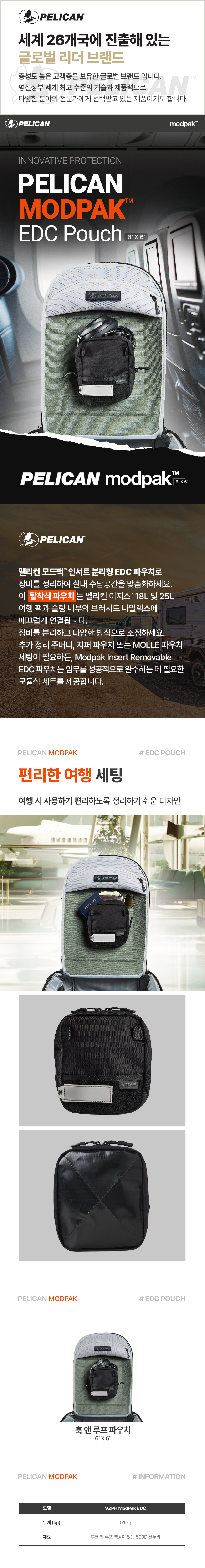 ModPak 훅 앤 루프 EDC 파우치 VZPH 6x6