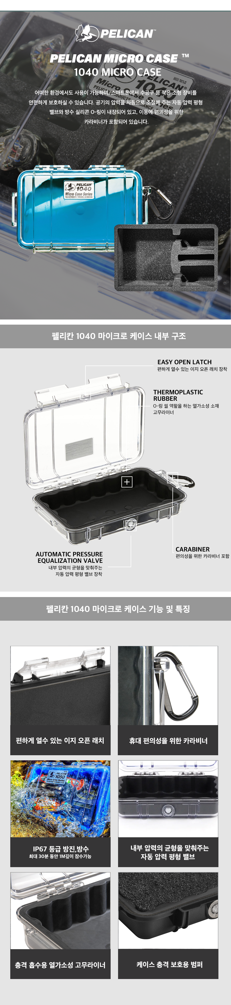 펠리칸 1040 마이크로케이스+전용 이어폰 폼 세트