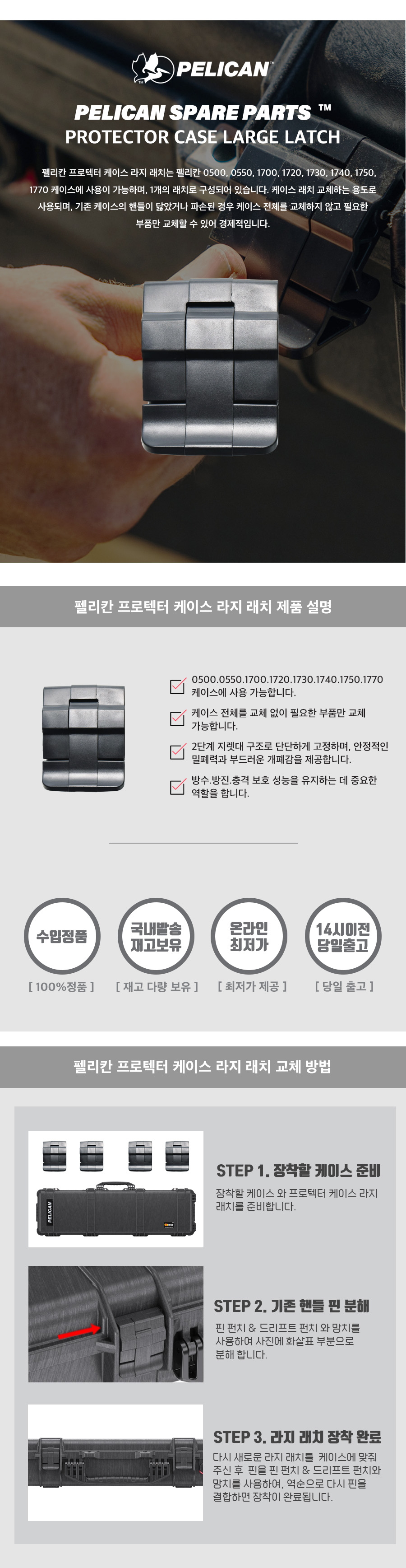 펠리칸 케이스 프로텍터 라지 래치 (1개)