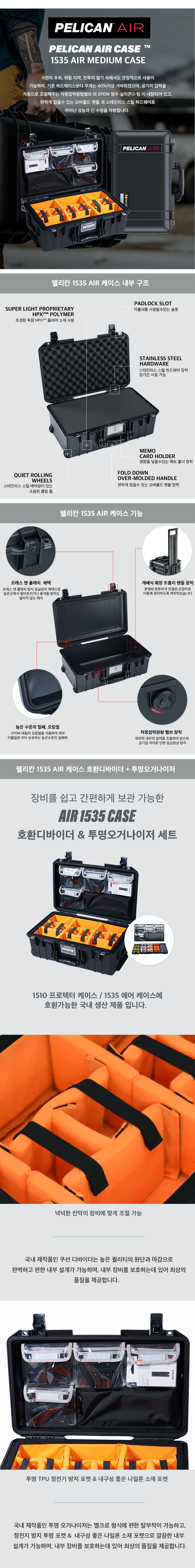펠리칸 에어케이스 1535 호환 디바이더 + 투명오거나이저 세트