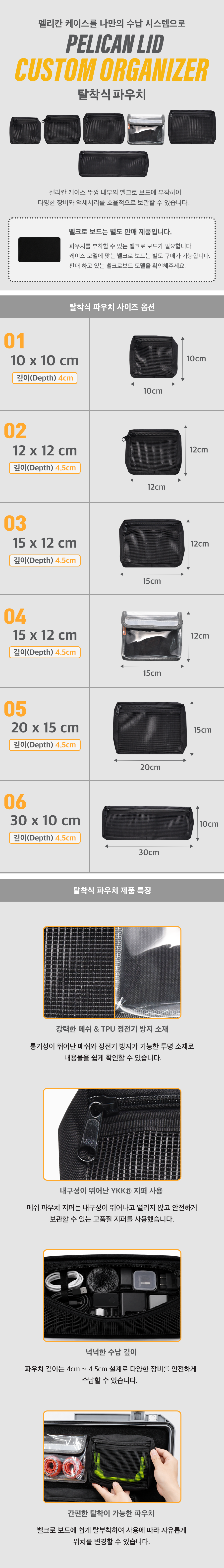 펠리칸 케이스 전용 벨크로보드 탈착식 파우치
