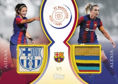 2024-25 TOPPS FC Barcelona 125 Years Anniversary Soccer Cards - Dreamworthy Double Act Dual Patch Relic Aitana Bonmati / Alexia Putellas