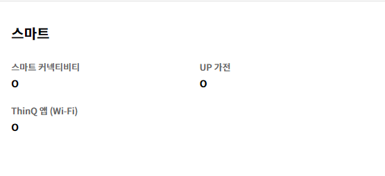 스마트 스마트 커넥티비티 O   UP 가전 O   ThinQ 앱 (Wi-Fi) O