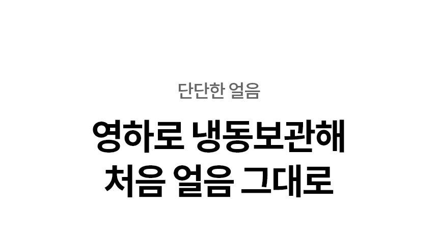 영하로 냉동보관해 처음 얼음 그대로  단단한 얼음