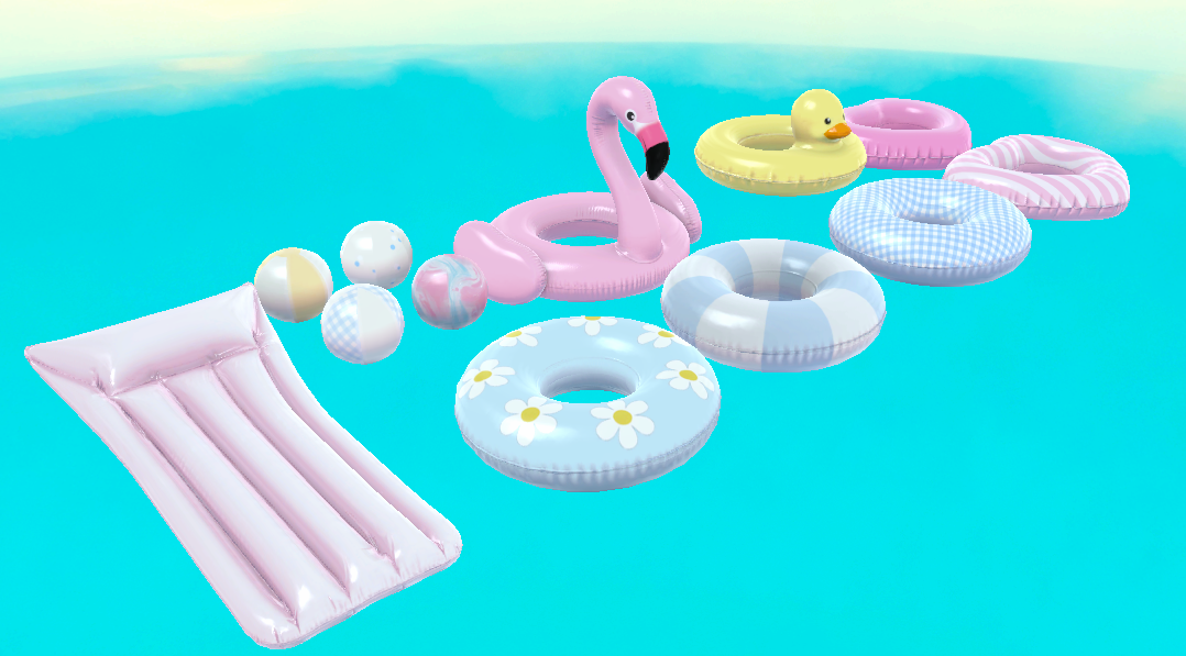 [3D프랍] 튜브+비치볼 (12종, 색상변경) (러브앤피스작가)