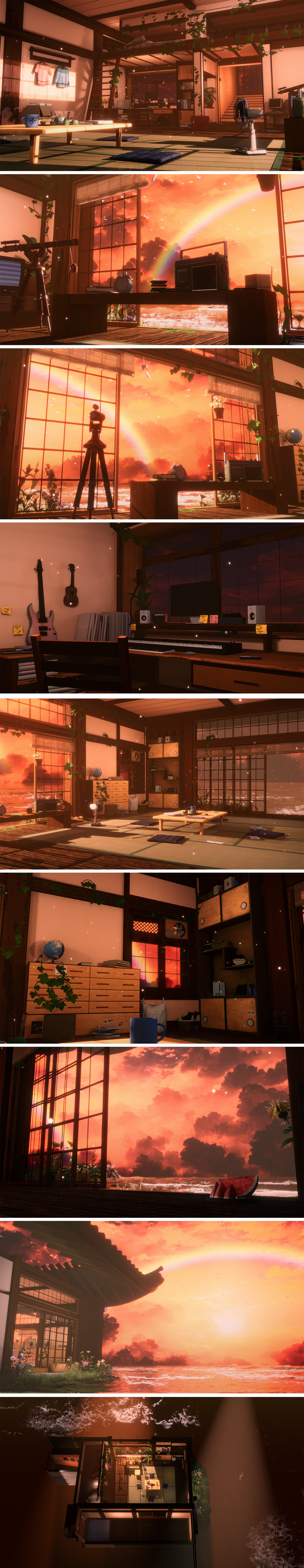 [3D배경] 여름방학: 낮&밤&오후 세트(하니 작가)