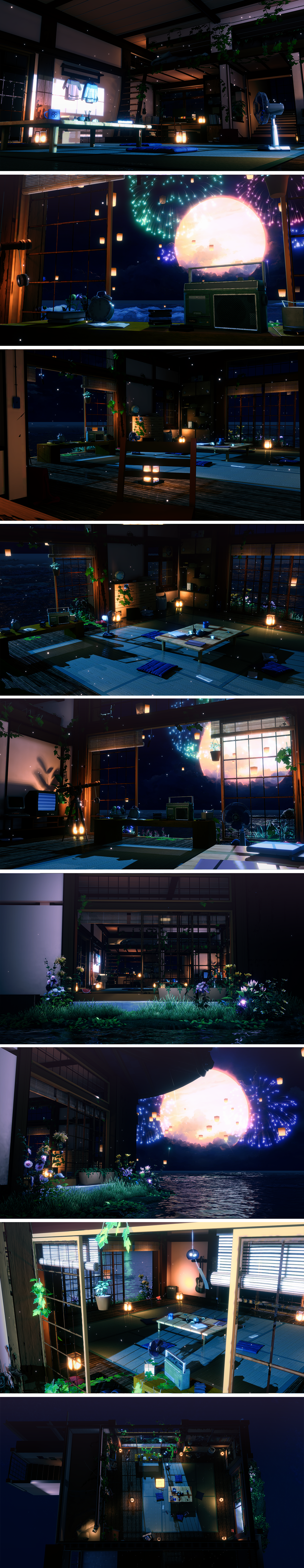 [3D배경] 여름방학: 낮&밤&오후 세트(하니 작가)