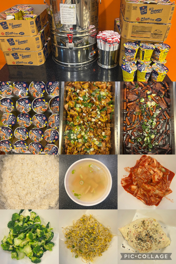 밥과 반찬, 음료 구성 · 지난 캠프 식사 예시