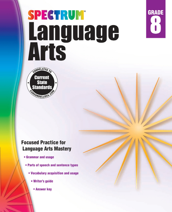 Spectrum Language Arts Grade 8 교재 표지