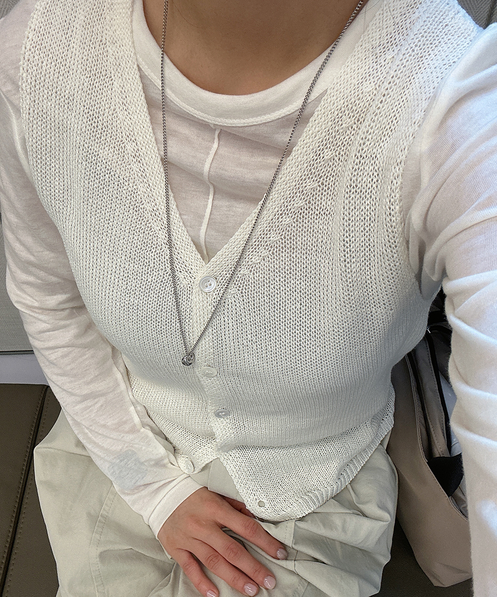 브이넥 여름 니트 조끼(3color)