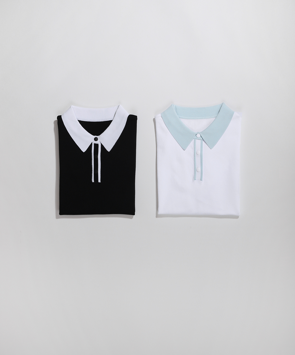 냉감 카라 반팔 니트(2color)