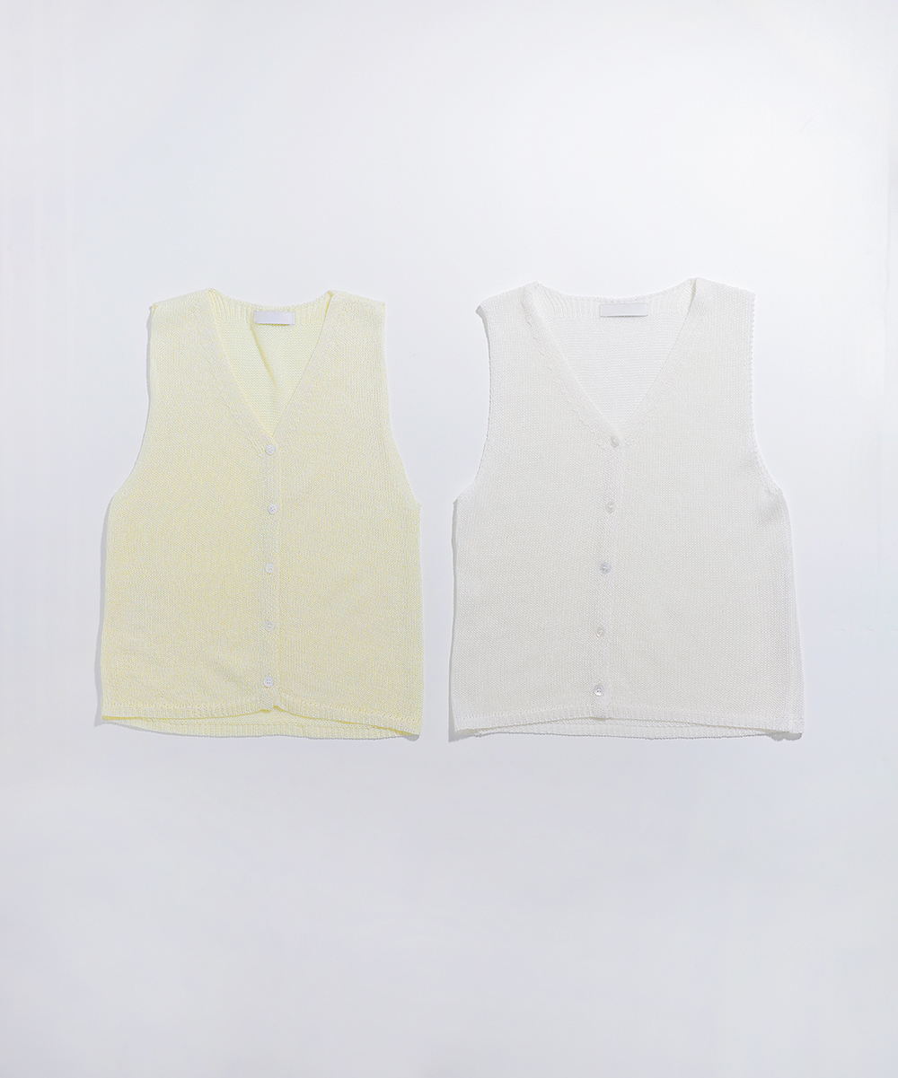 브이넥 여름 니트 조끼(3color)