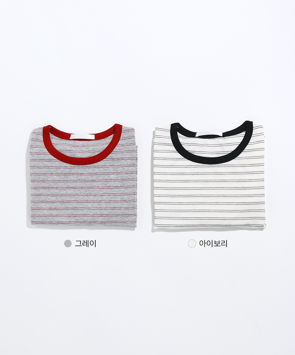 스트라이프 배색 티셔츠(2color)