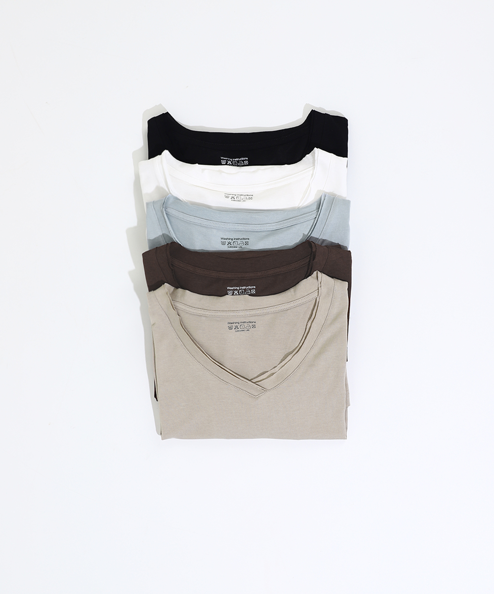 롤링 V넥 티셔츠(5color)