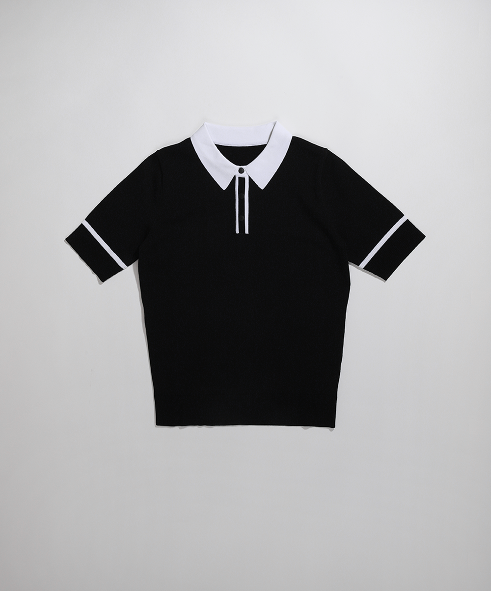 냉감 카라 반팔 니트(2color)