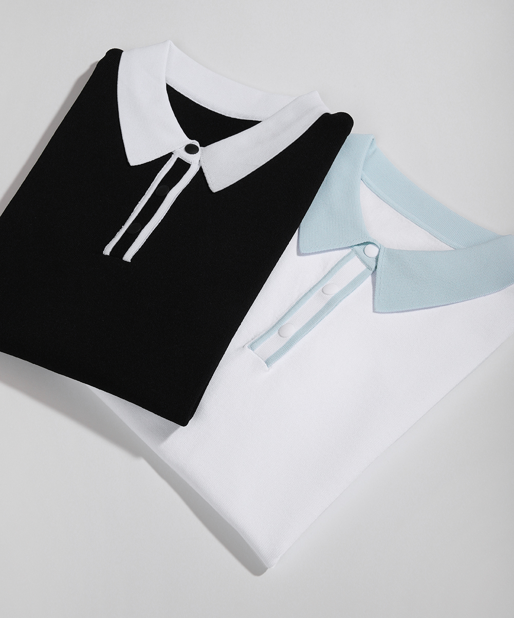 냉감 카라 반팔 니트(2color)