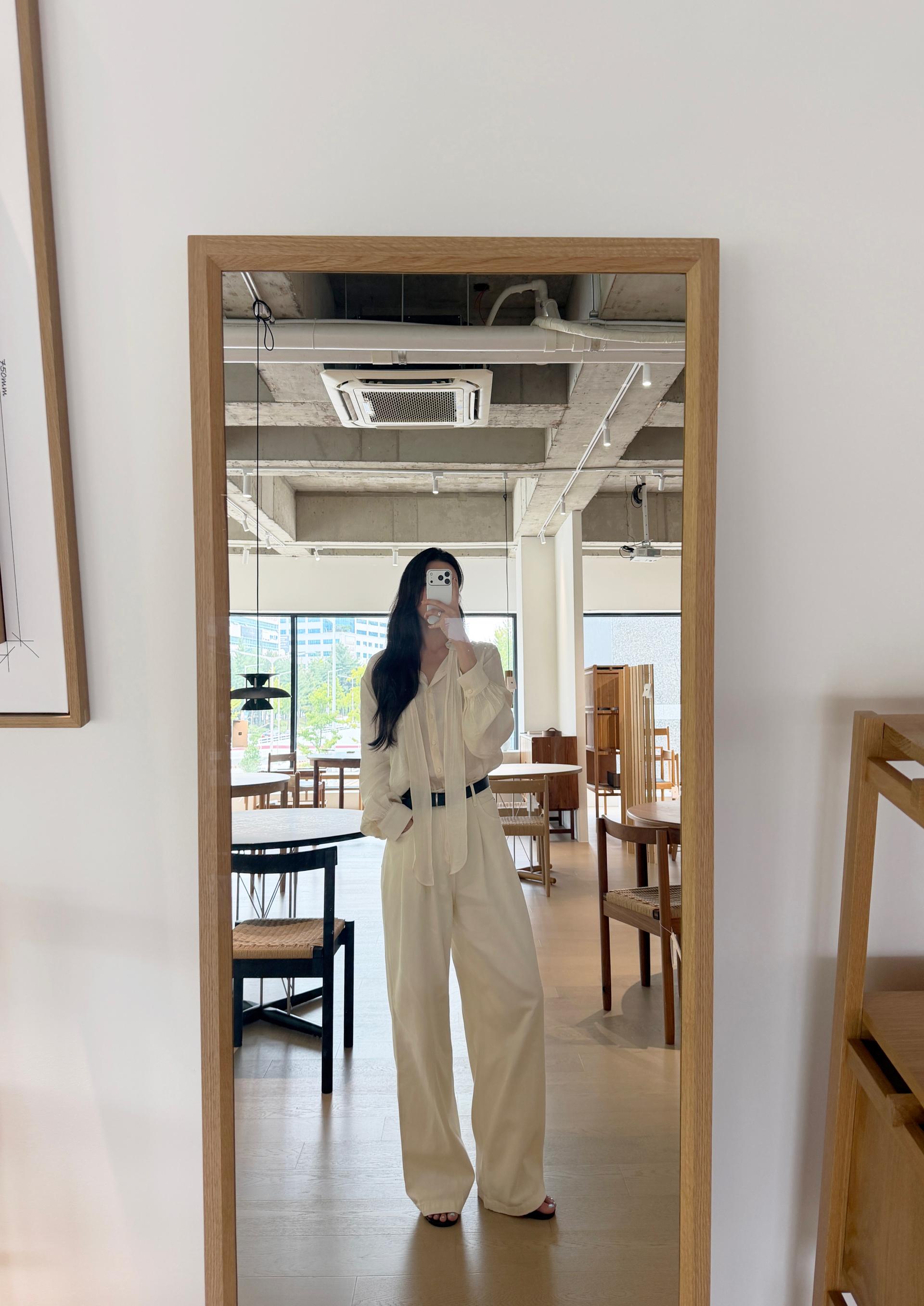 크레 벨티드 핀턱 데님