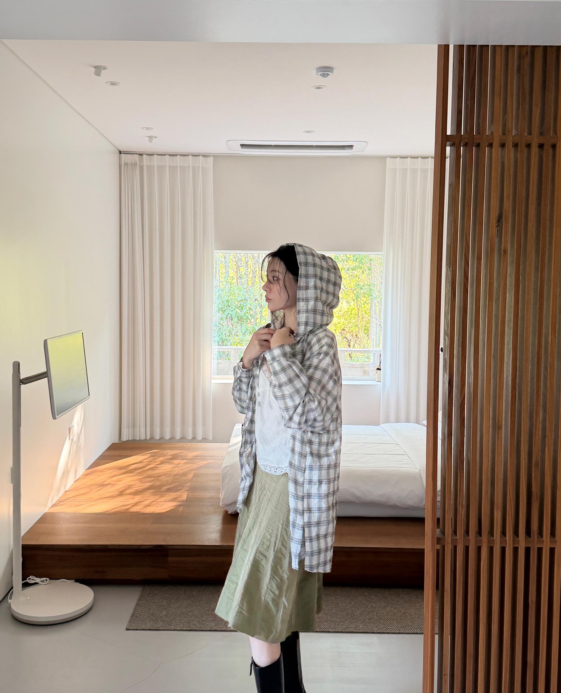 모닝 후디 체크 셔츠 ( 2 color )