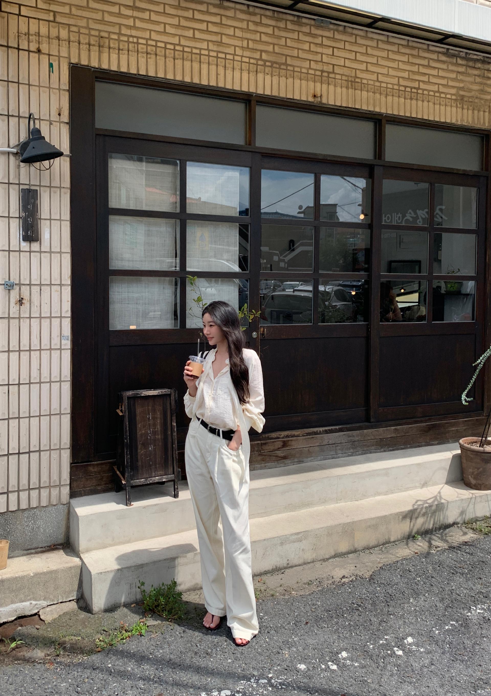 크레 벨티드 핀턱 데님