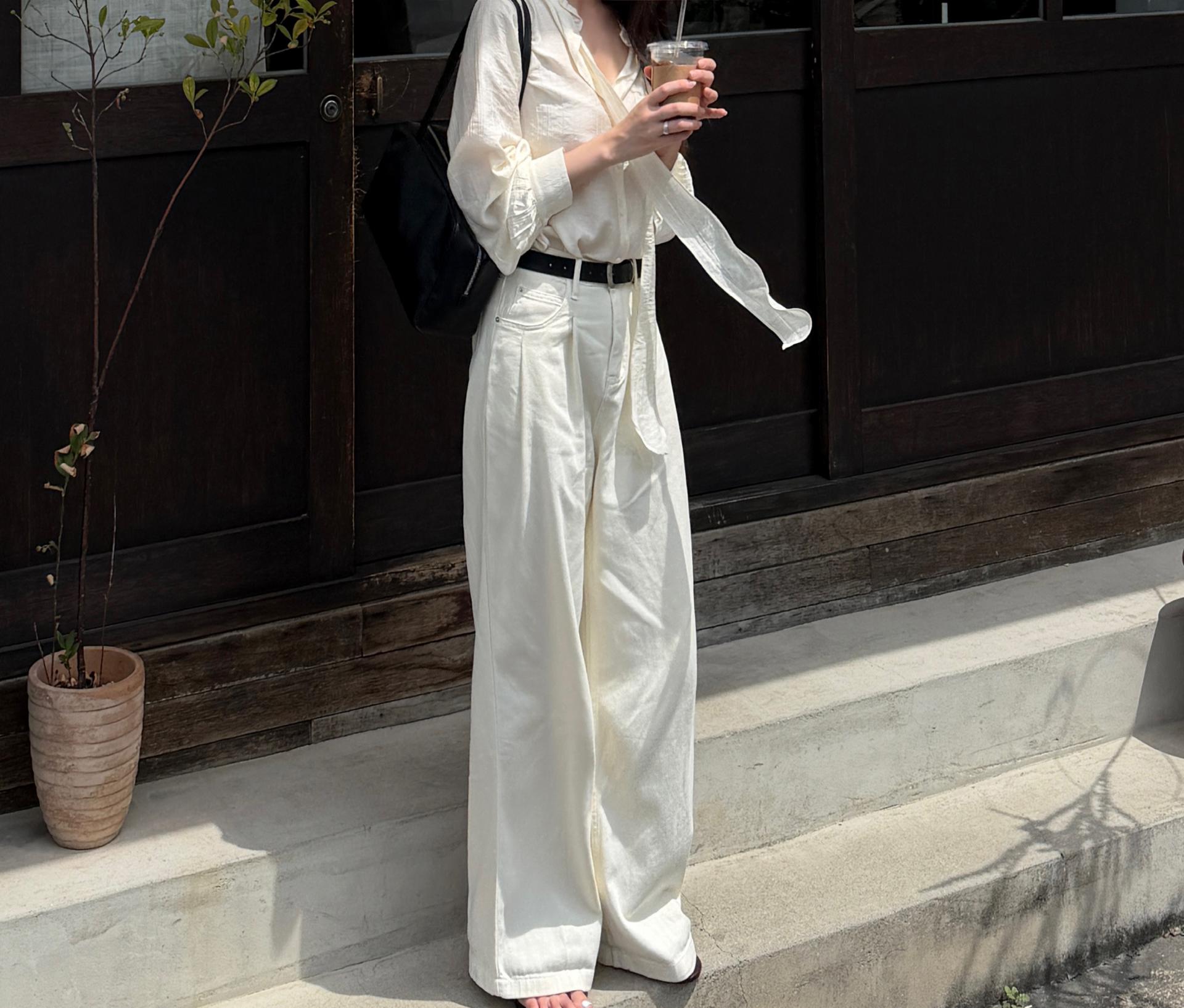 블레어 벨티드 핀턱 데님