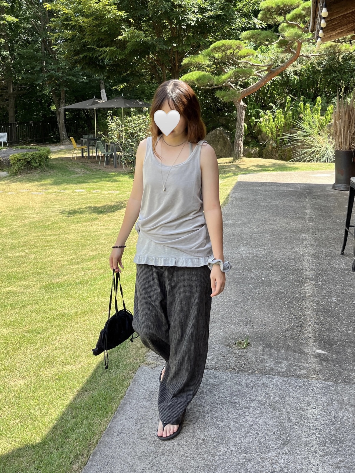 [2nd] crinkle relaxed pants (black)