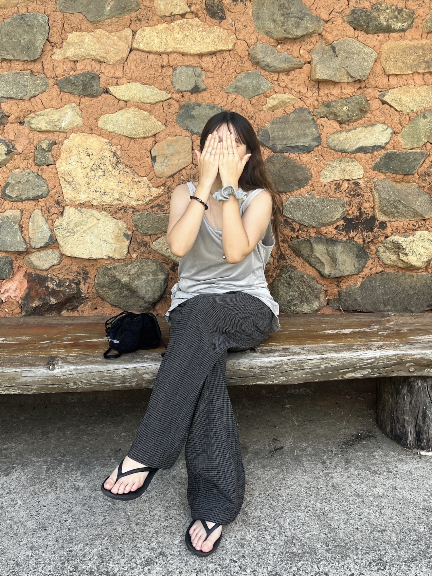 [2nd] crinkle relaxed pants (black)