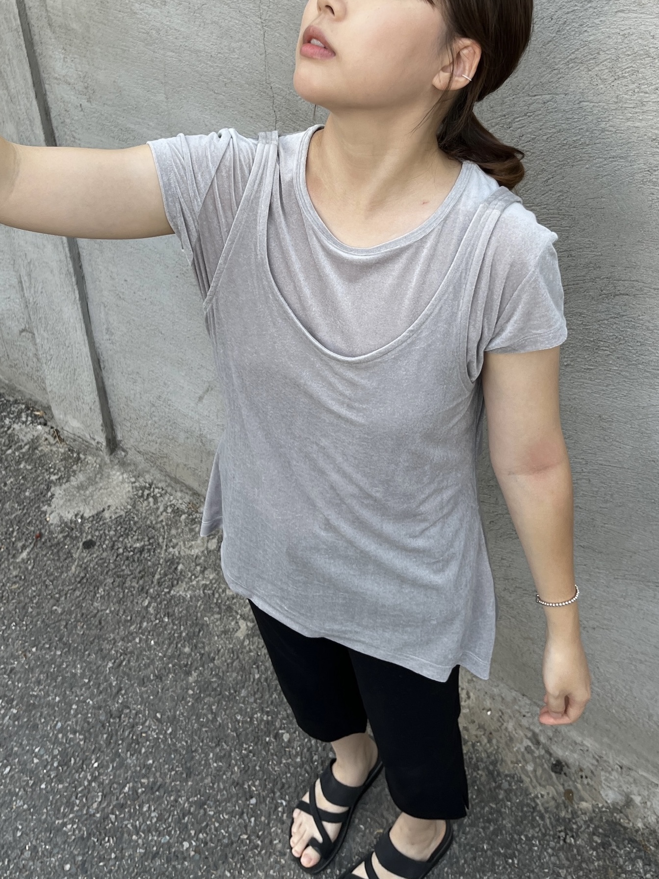 velvet draped sleeveless top (3colors)