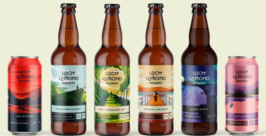 Loch Lomond Brewery story-like beer label illustrations