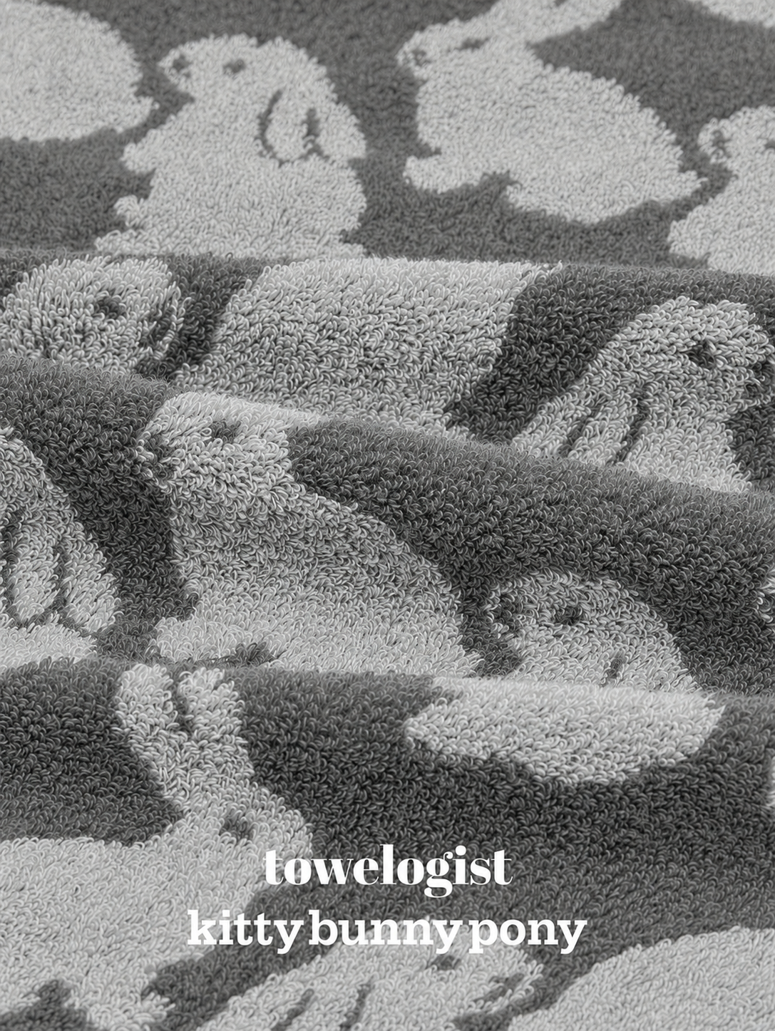 [towelogist x kitty bunny pony] Little Gray Bunnies 40x80cm, 1ea