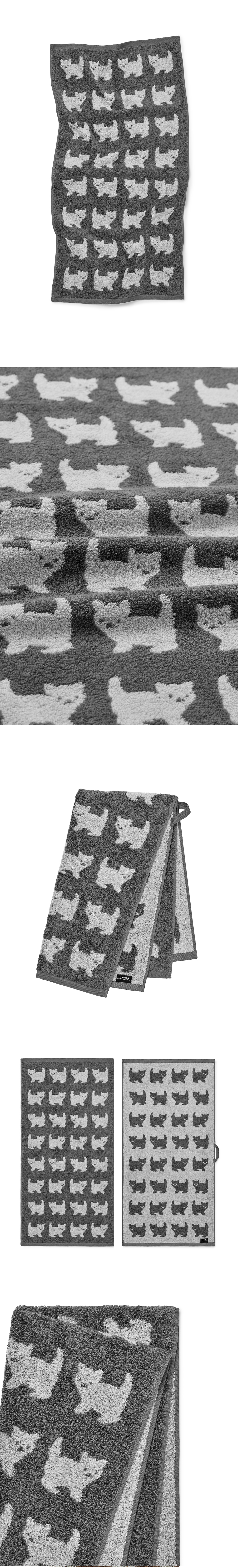 [towelogist x kitty bunny pony] Happy Kitty Gray 40x80cm, 1ea