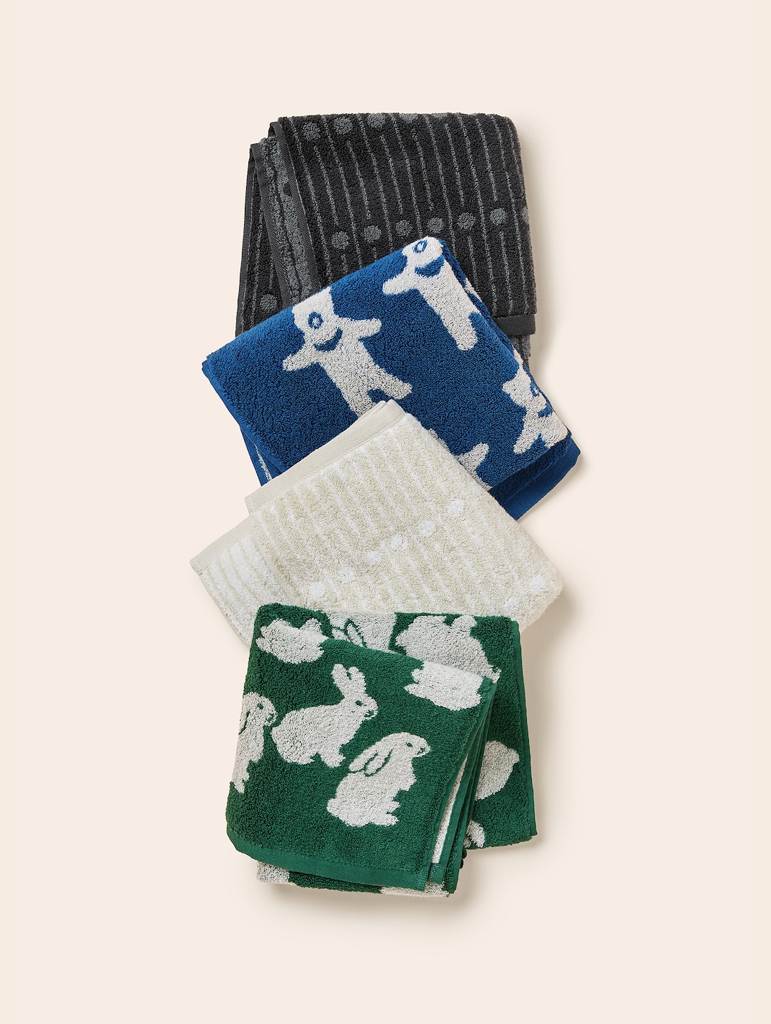 [towelogist x kitty bunny pony] Little Green Bunnies 40x80cm, 1ea