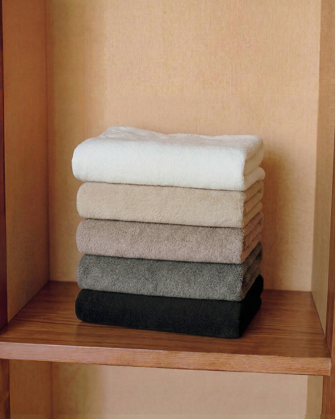 Som Mini Bath Towel 50x95cm 2P Set – Light Gray + Gazelle Beige