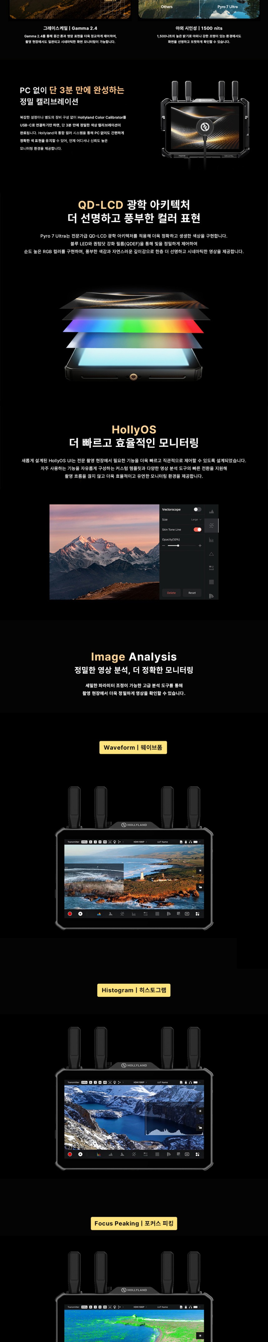 홀리랜드 Hollyland Pyro 7 Ultra 4K 무선 영상 송수신기 7인치 필드 모니터