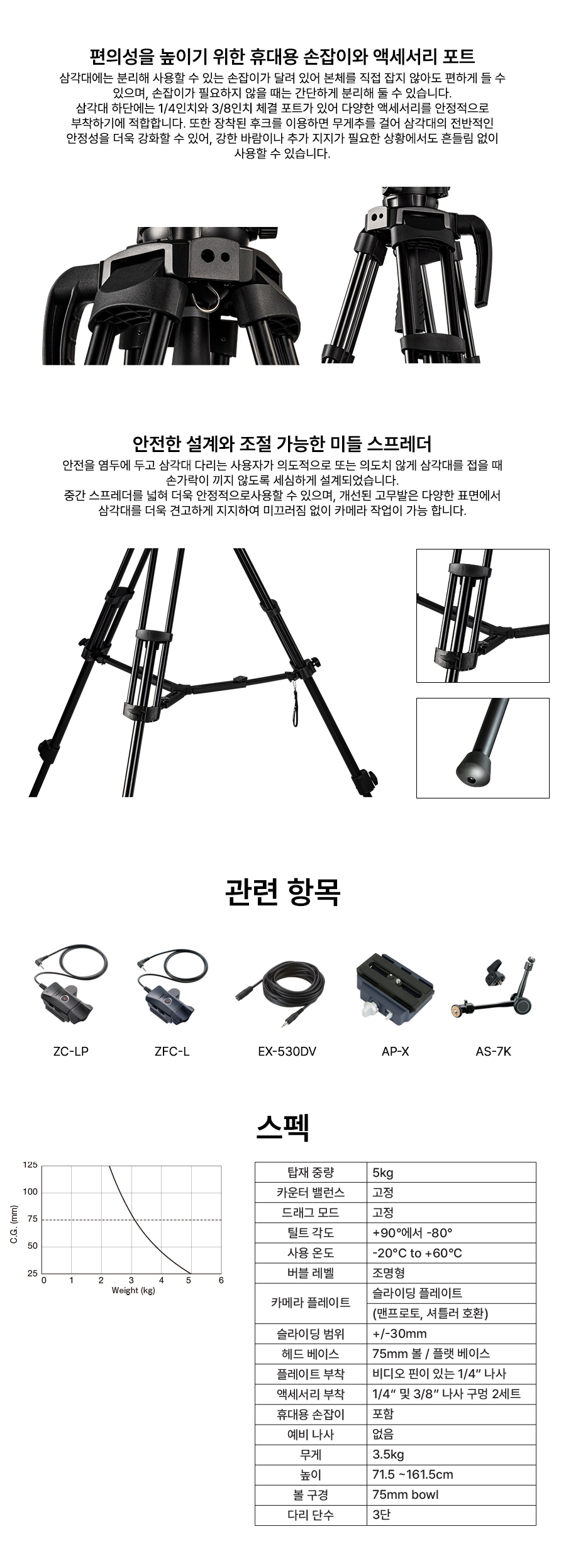 [LIBEC] 리벡 TH-Z2 (TH-Z 업그레이드 모델) 비디오 삼각대 / 탑재중량 5kg