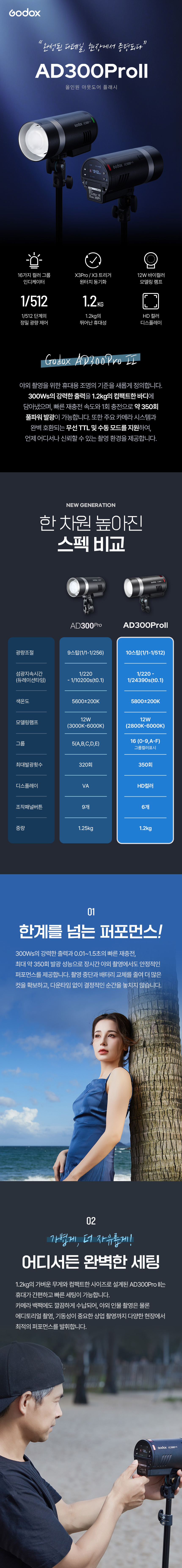 GODOX 고독스 AD300Pro II 2세대 아웃도어 플래시 300W