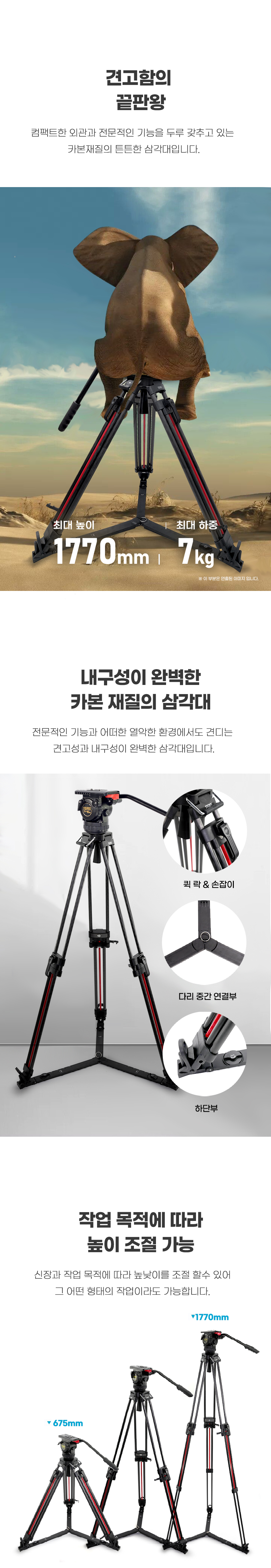 TERIS 테리스 TS-H7CF-Q 전문가용 유체 헤드 삼각대 키트