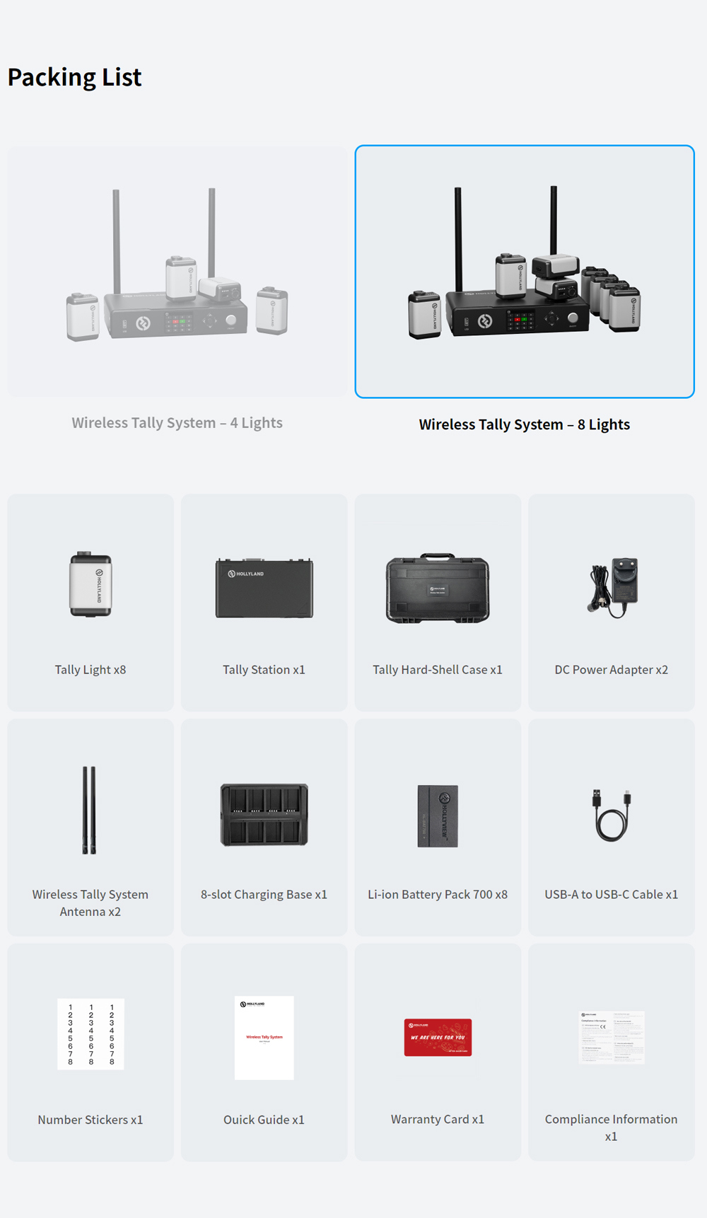 홀리랜드 Hollyland 무선 탈리 시스템 8라이트 Wireless Tally System