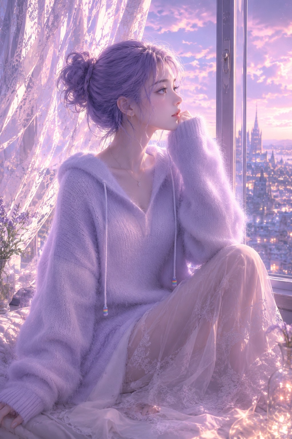 Lavender glow angola hoodie