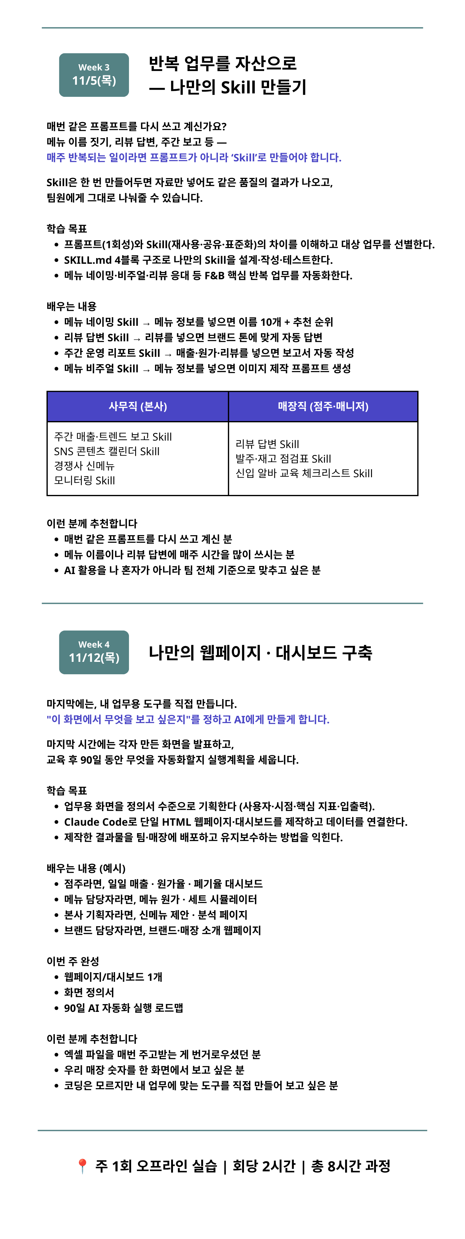 질문하는 AI에서 시키면 알아서 하는 AI로, F&B 실무자를 위한 AI 업무 자동화 심화 과정 [오프라인]