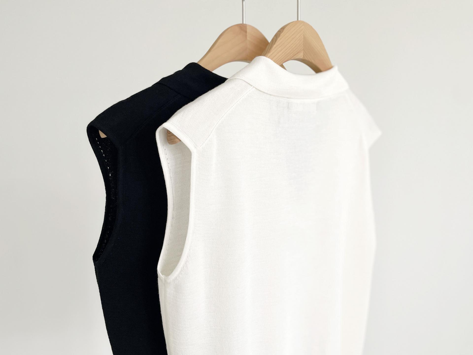 open collar sleeveless knit top (2C)