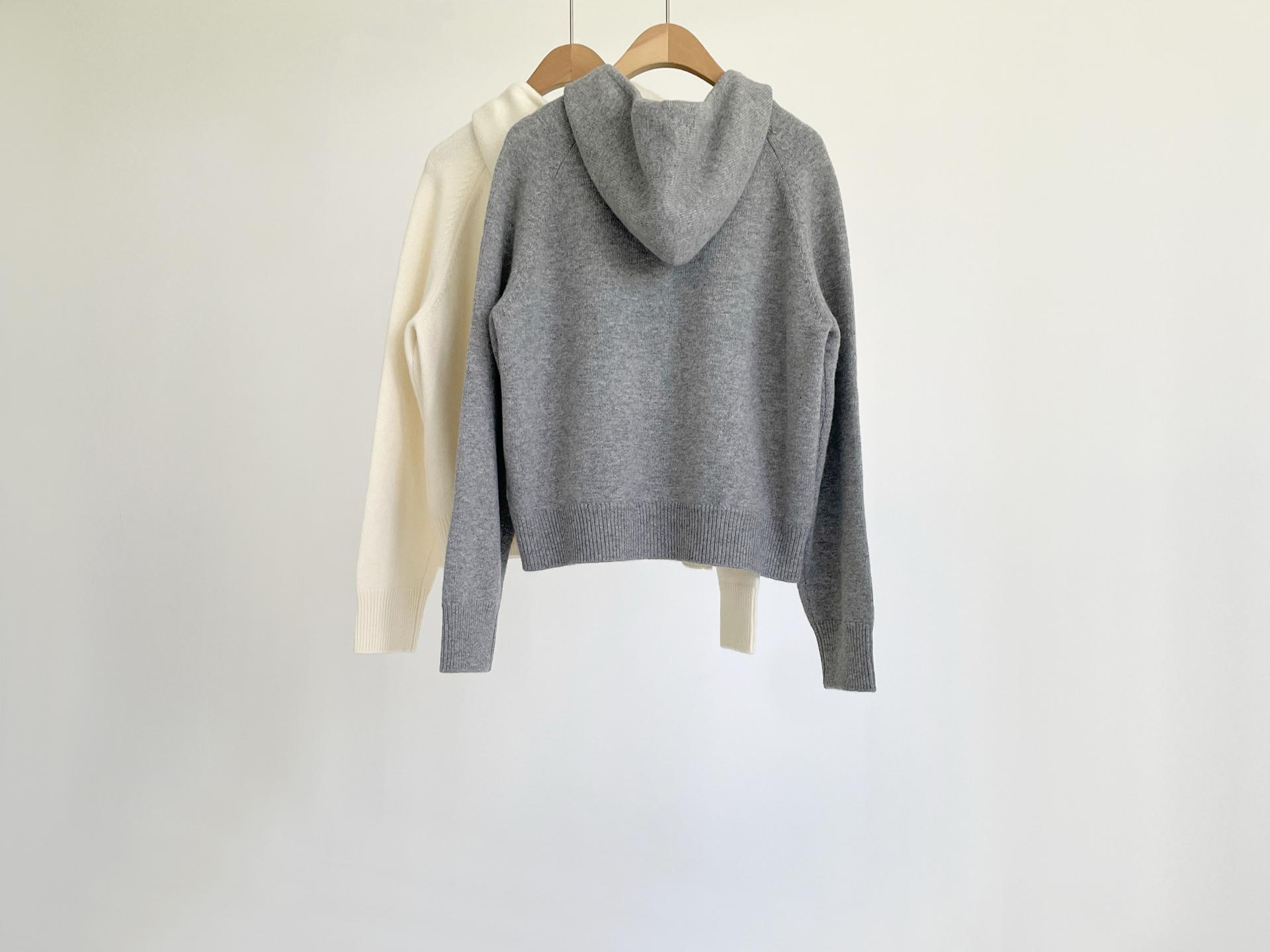 wool hood knit zip up (2C)