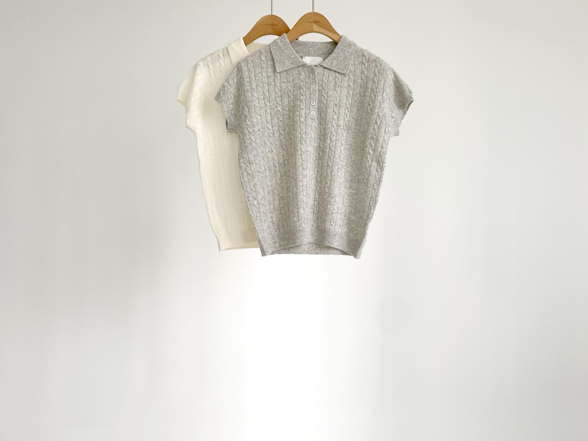 wool button collar knit top (2C)