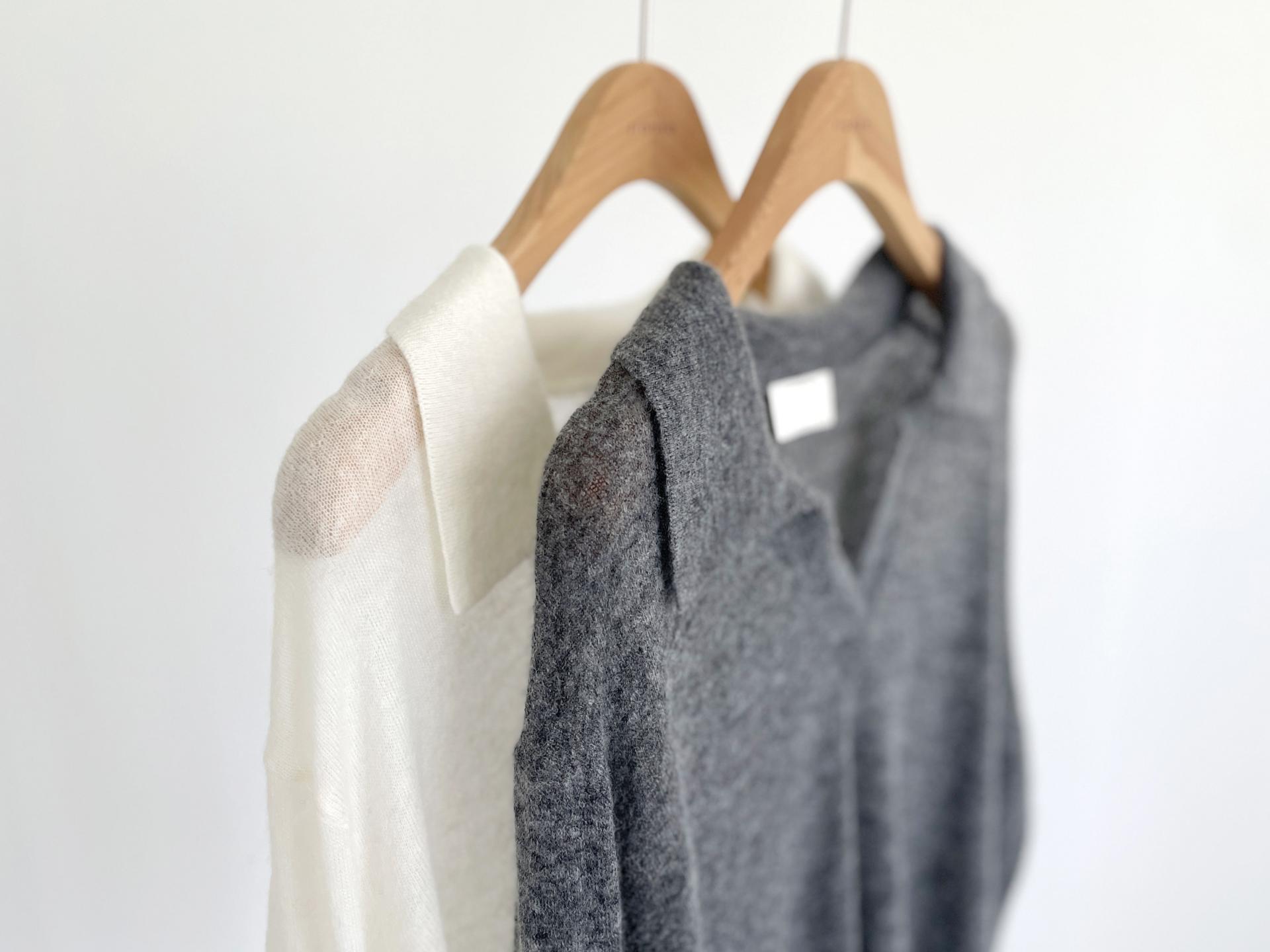 alpaca open collar knit top (2C)