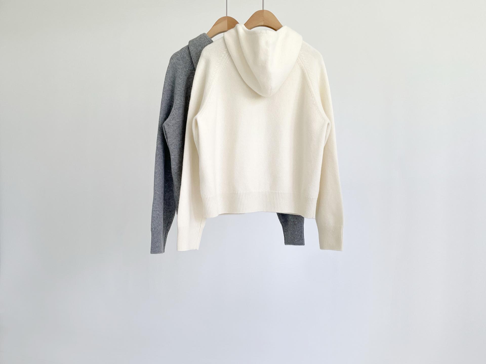 wool hood knit zip up (2C)