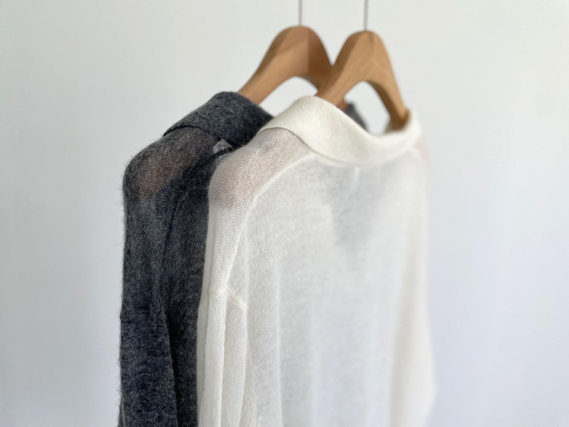 alpaca open collar knit top (2C)
