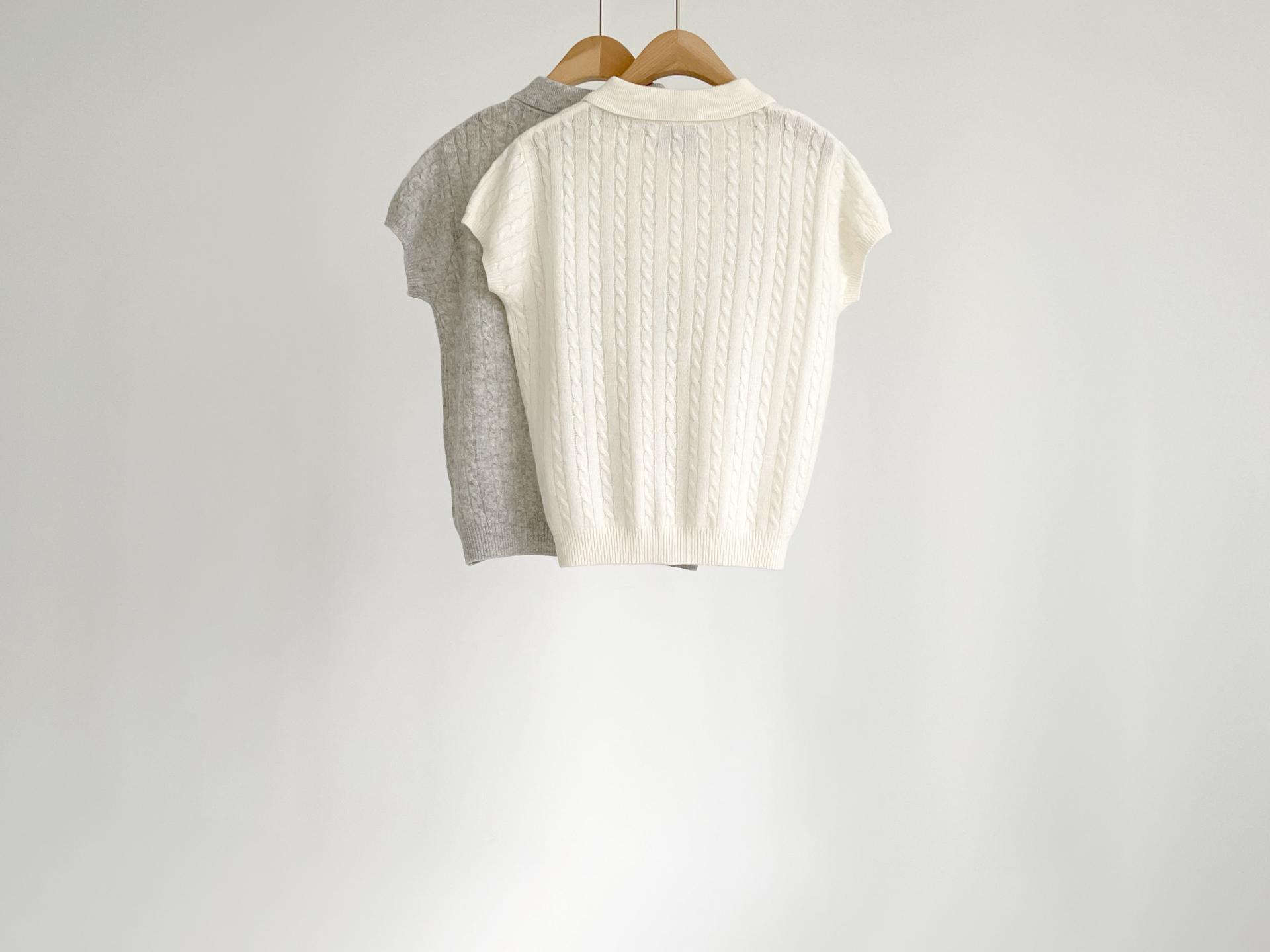 wool button collar knit top (2C)