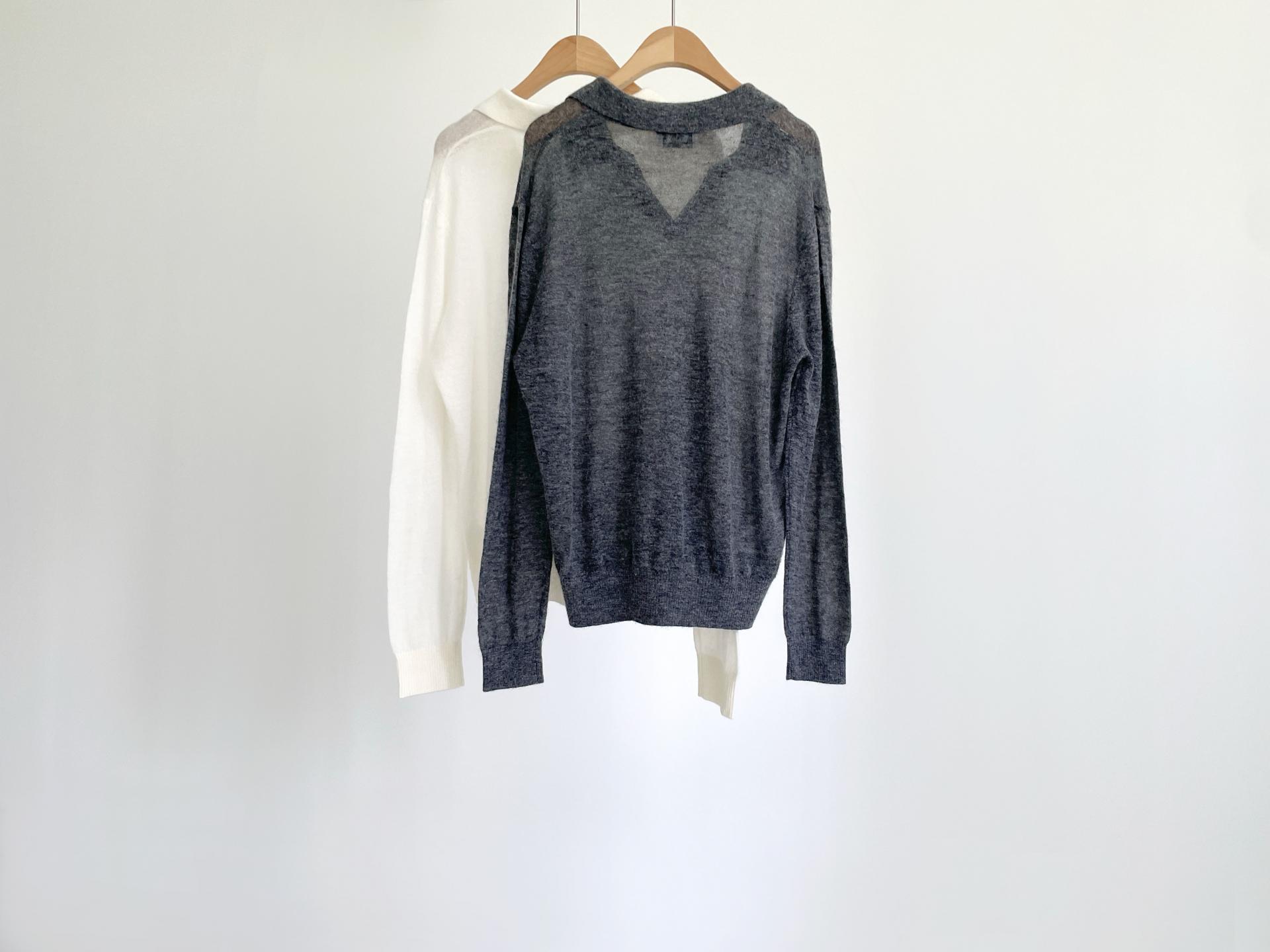 alpaca open collar knit top (2C)