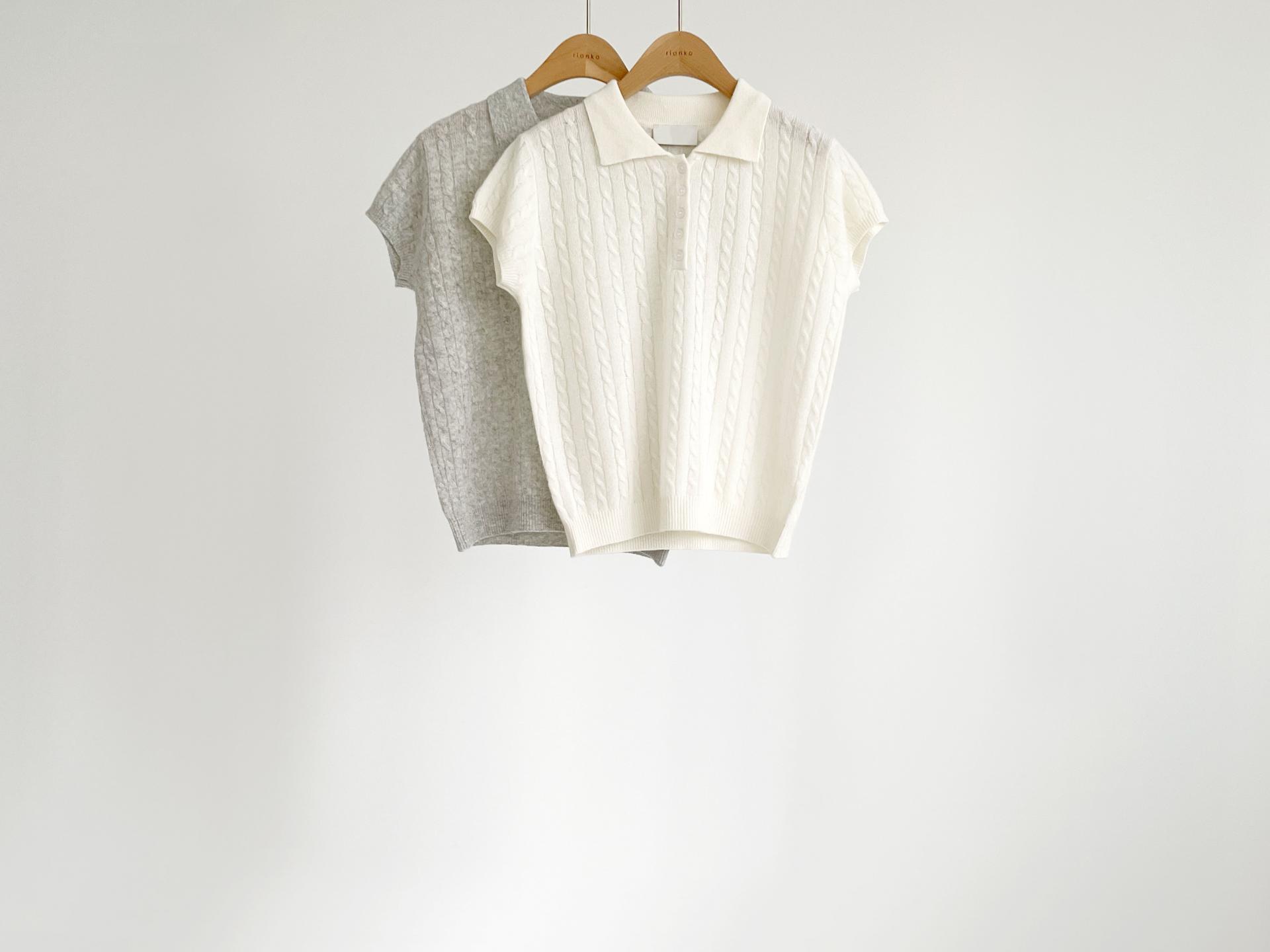 wool button collar knit top (2C)