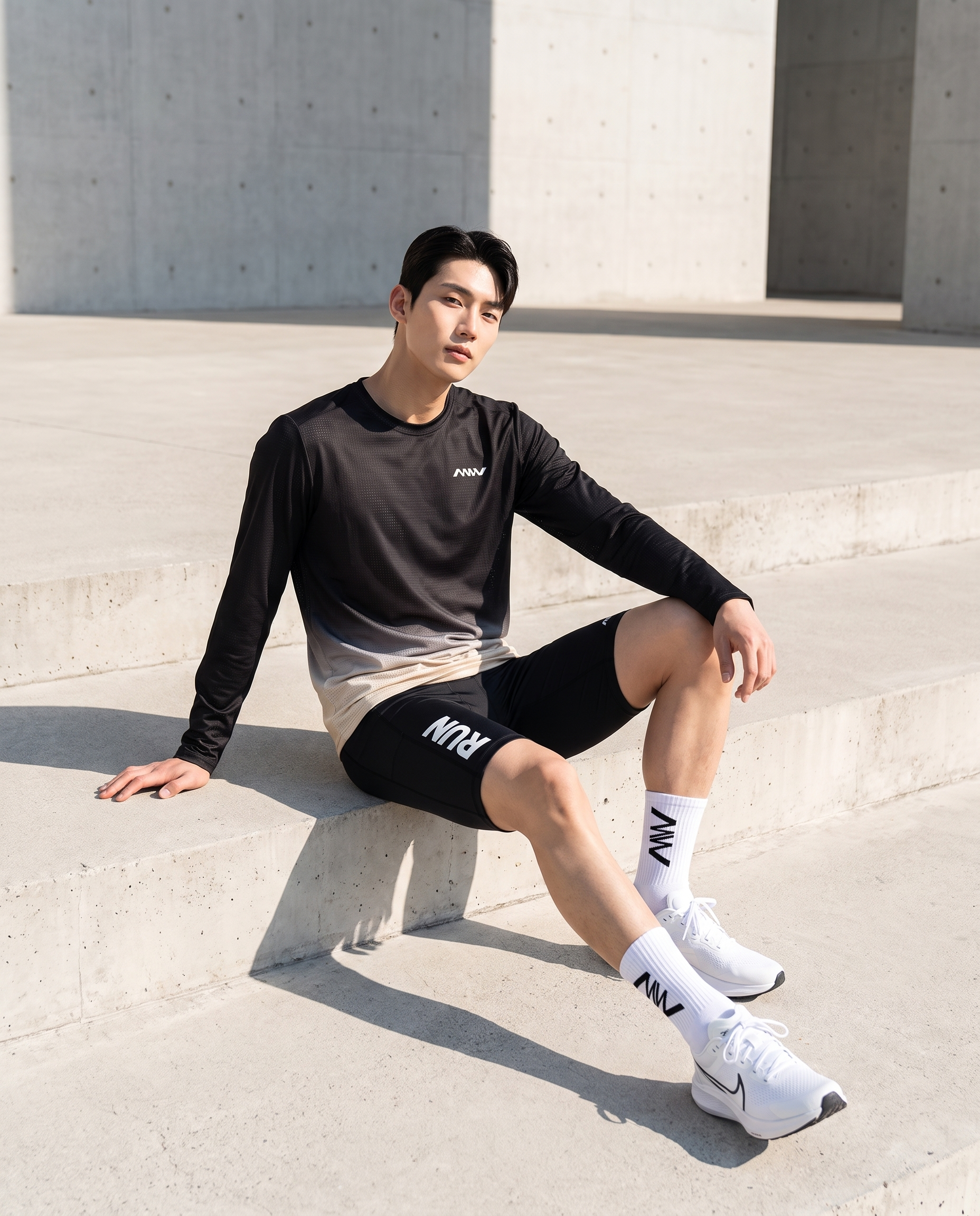 MW 에어로 쿨 페이스 썸홀 그라데이션 롱슬리브 기능성 티셔츠 러닝